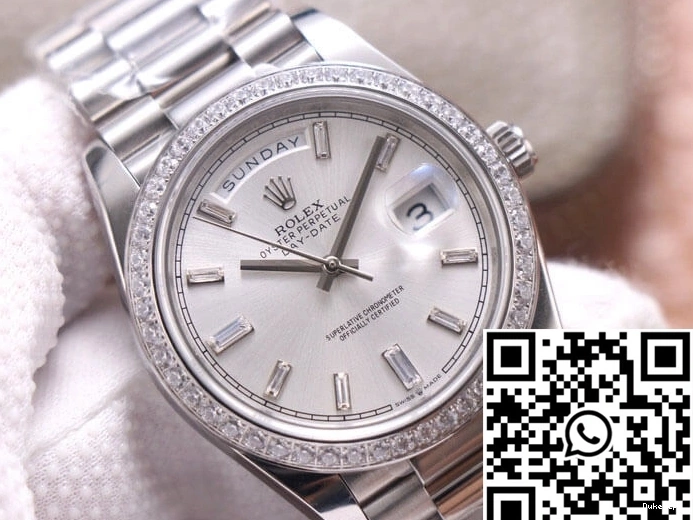 M228349RBR-0001 Diamond Rolex EW Factory Day-Date Silver Dial 0308